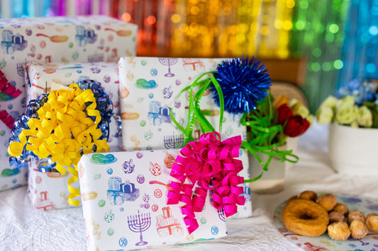 Rainbow Hanukkah Wrapping Paper | Stickers & Paper