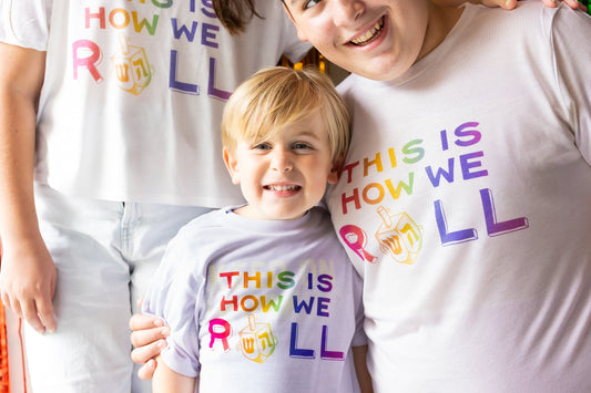 Rainbow Hanukkah This is How We Roll Unisex Shirt | Big Kids