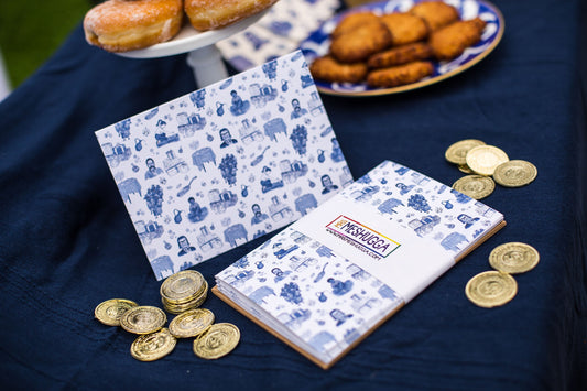 Hanukkah Toile Set of 4 5x7 Cards with envelopes | Stickers & Paper