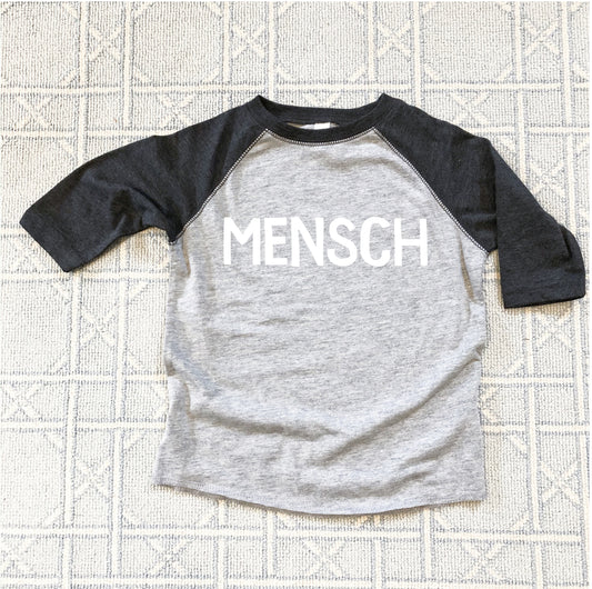 Mensch Block Kids' Baseball Shirt | Meshugga Originals