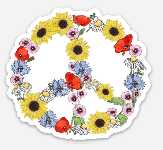 Flower Peace Sign Peace Now & Forever Sticker | Stickers & Paper